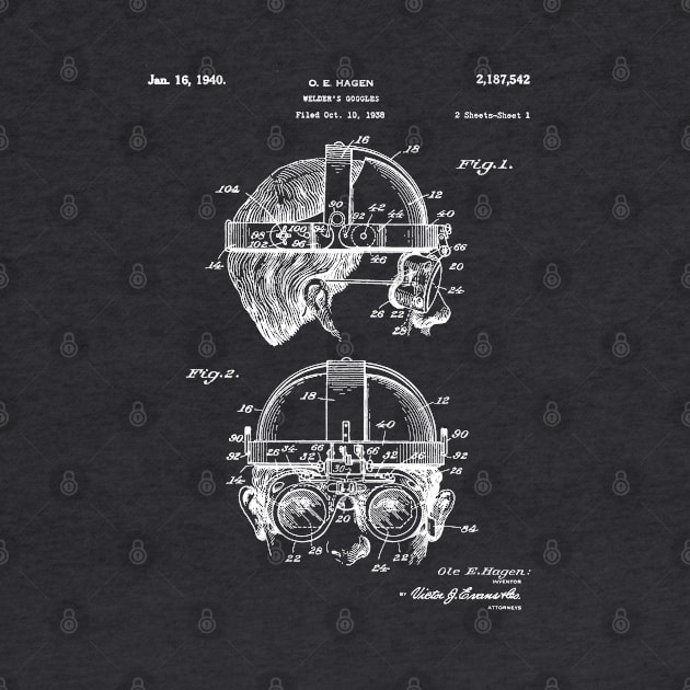 Welding Goggles Patent - Welder Art - Antique by patentpress